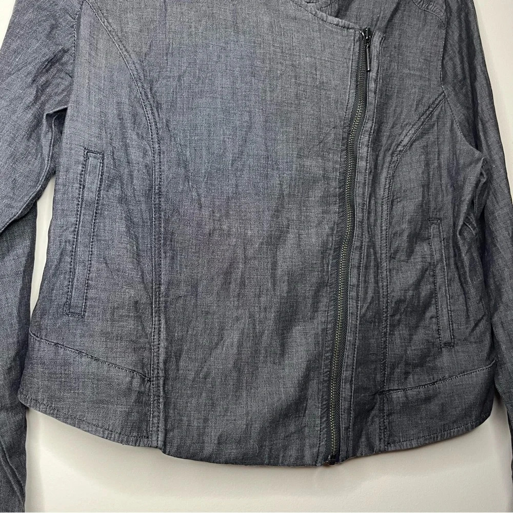 H BY HALSTON Lyocell Cotton Blend Zip Up Moto Style Lightweight Layering Jacket - Picture 3 of 9